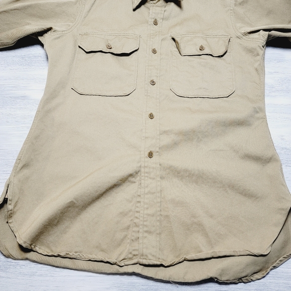 Vintage 1950s Khaki Shirt Fordham Clothing Co. Rare Excellent Condition size 15 - Picture 6 of 9
